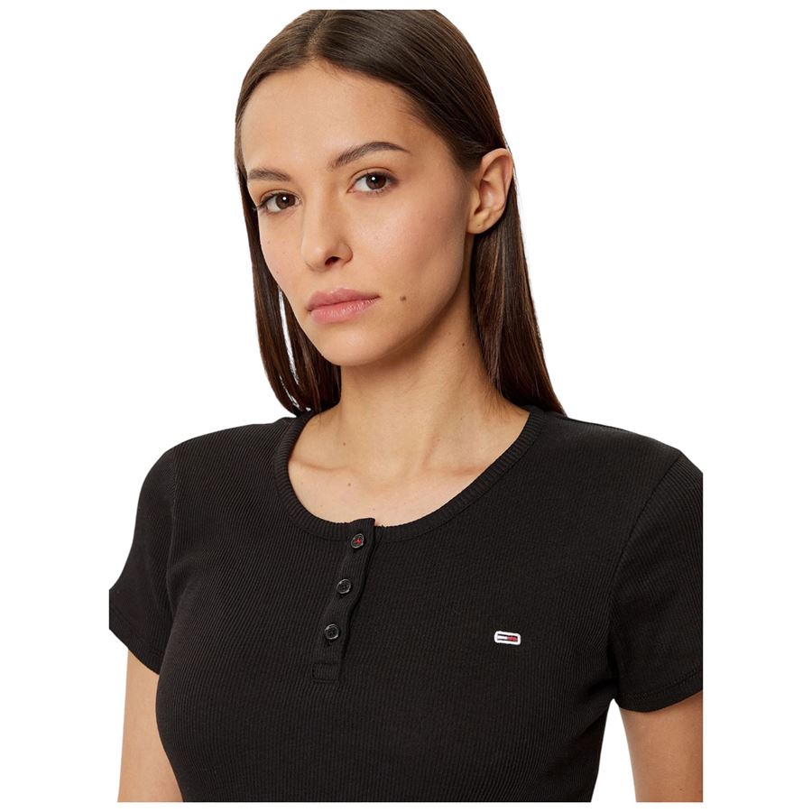 Slim button rib t-shirt maniche corte da donna Tommy Jeans | DW0DW19502BDS